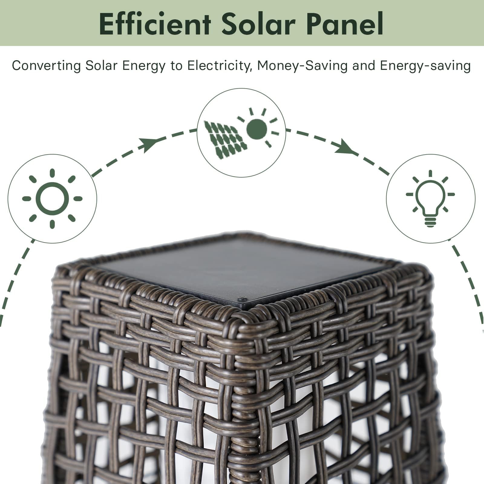 Water-Resistant Lantern Hollow Rattan Wicker Outdoor Solar Floor Lamp-FUJI