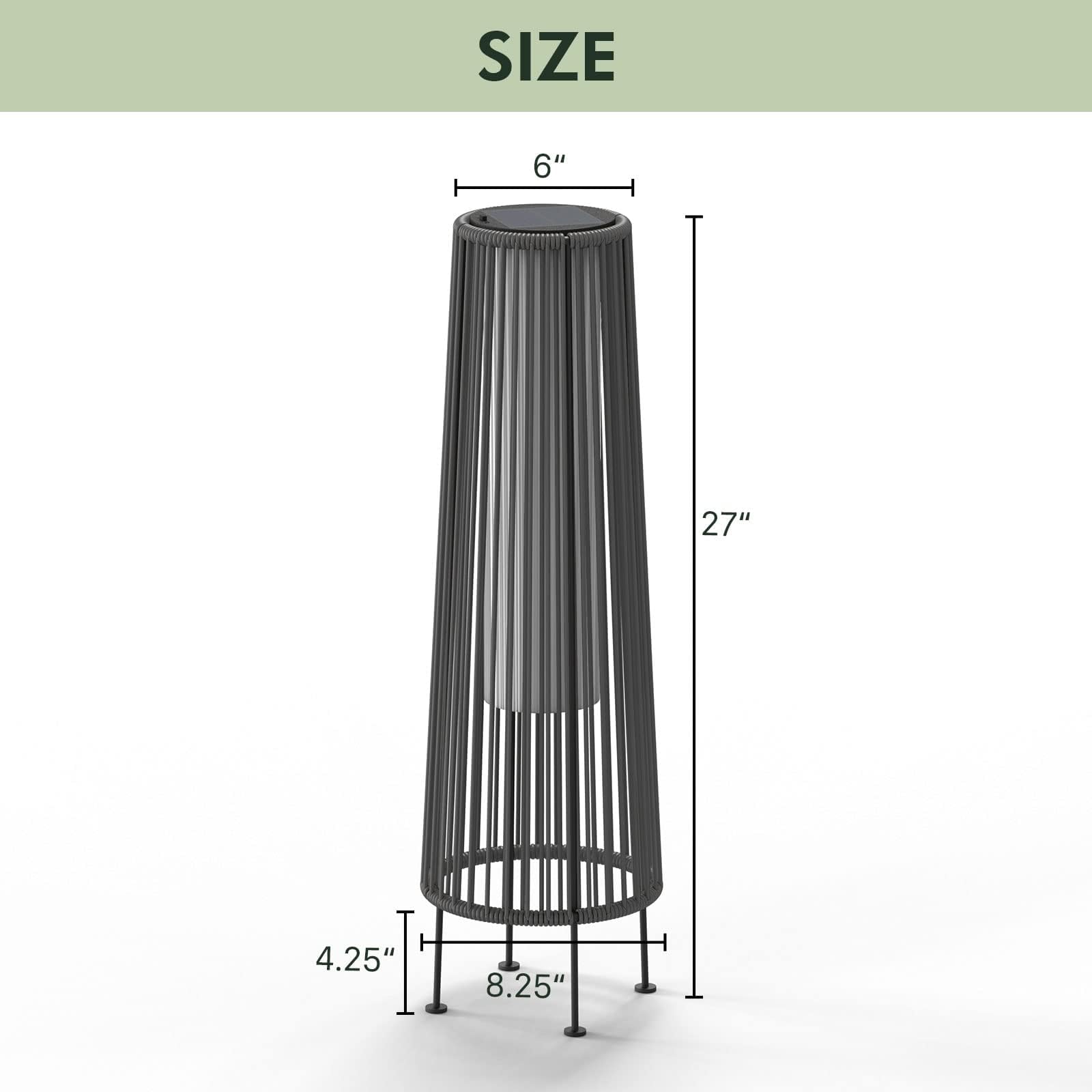 Waterproof Wicker Rattan Outdoor Solar Floor Lamp-Gordes