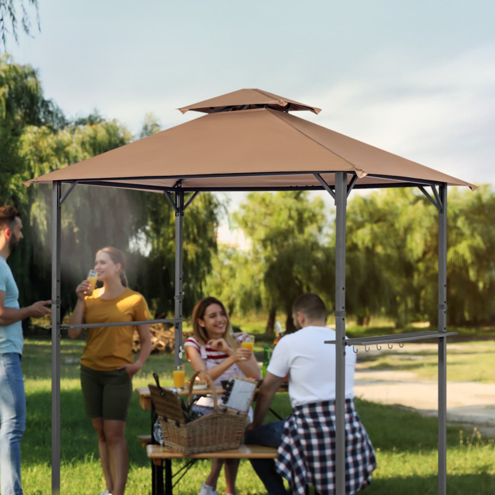 Olilawn 8' x 5' Volcano Grill Gazebo with Double Top