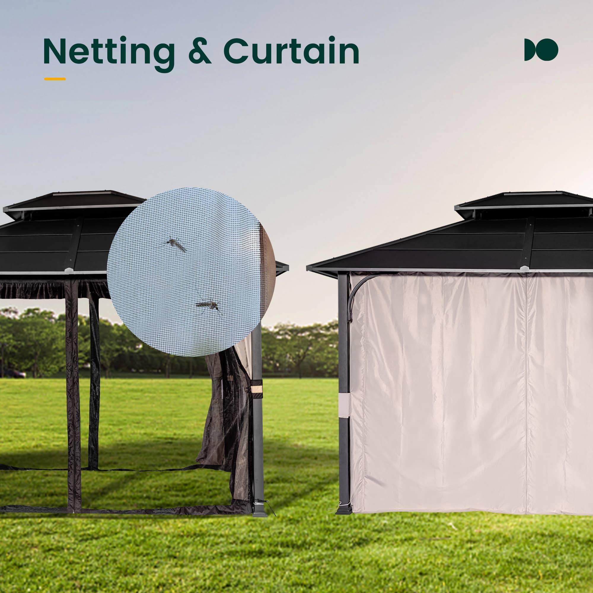 Olilawn 10' x 12' Andes Hardtop Gazebo with 2-Tier Ventilated Roof,Curtain & Netting