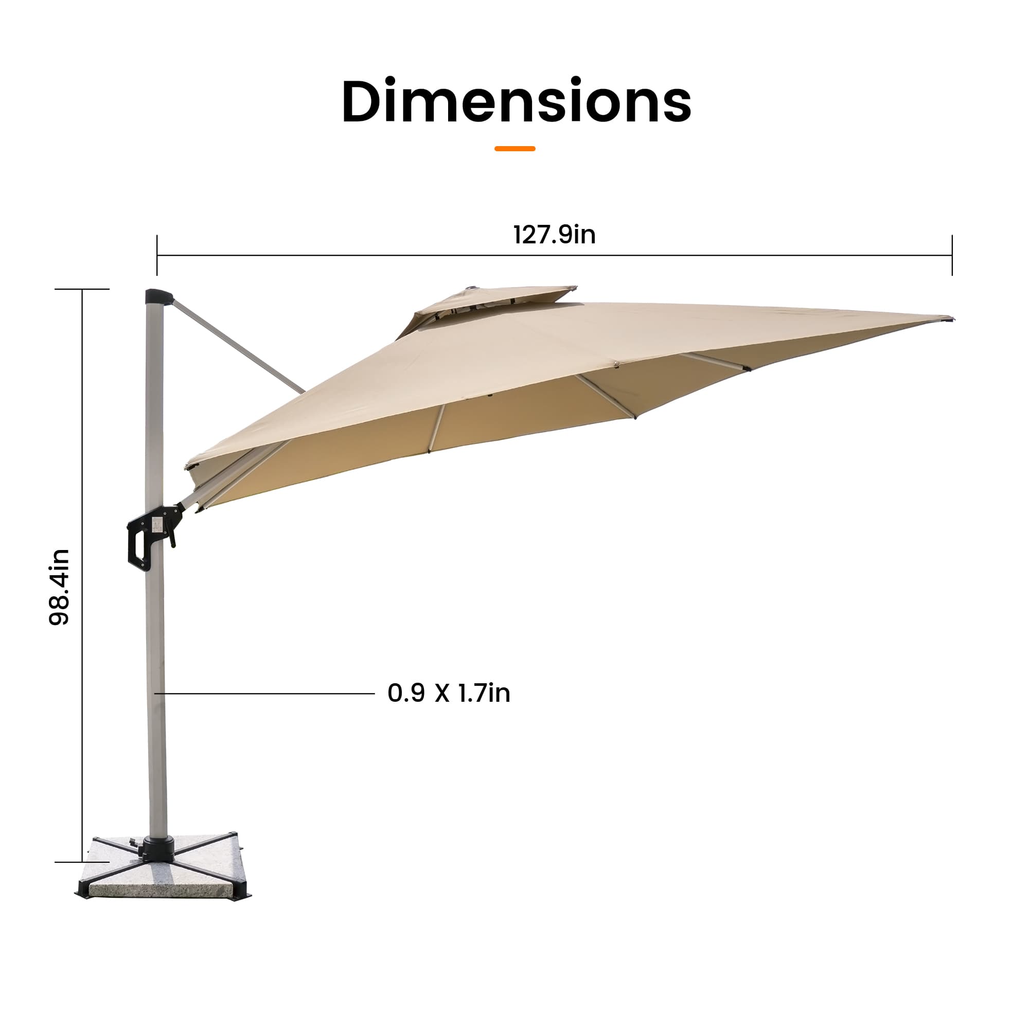 Olilawn 11' x 11' Honolulu Square Cantilever Umbrella with Double Top