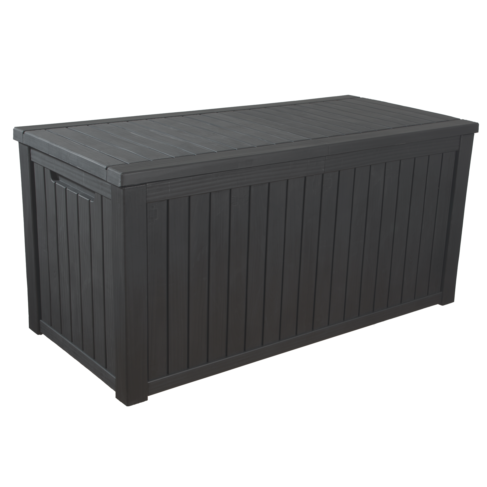 120 Gallon Outdoor Storage Deck Box with Lock – Waterproof Resin Box for Patio, Garden, Pool Gear, Bench Seating with Woodgrain Look