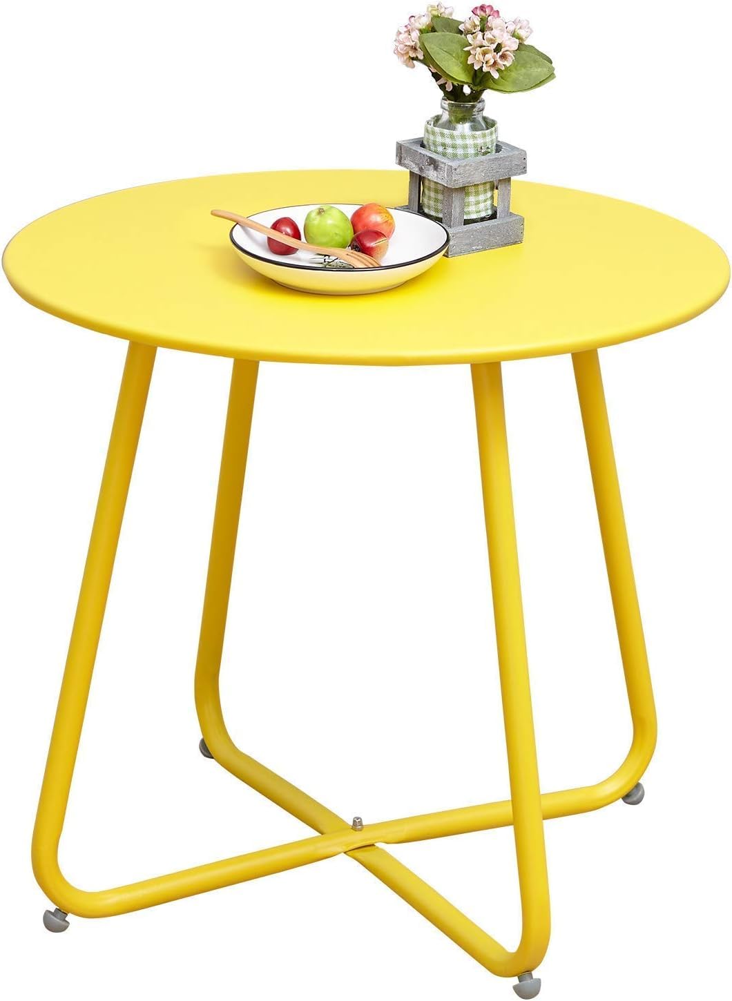 18-inch Round Outdoor Side Table With Adjustable Feet