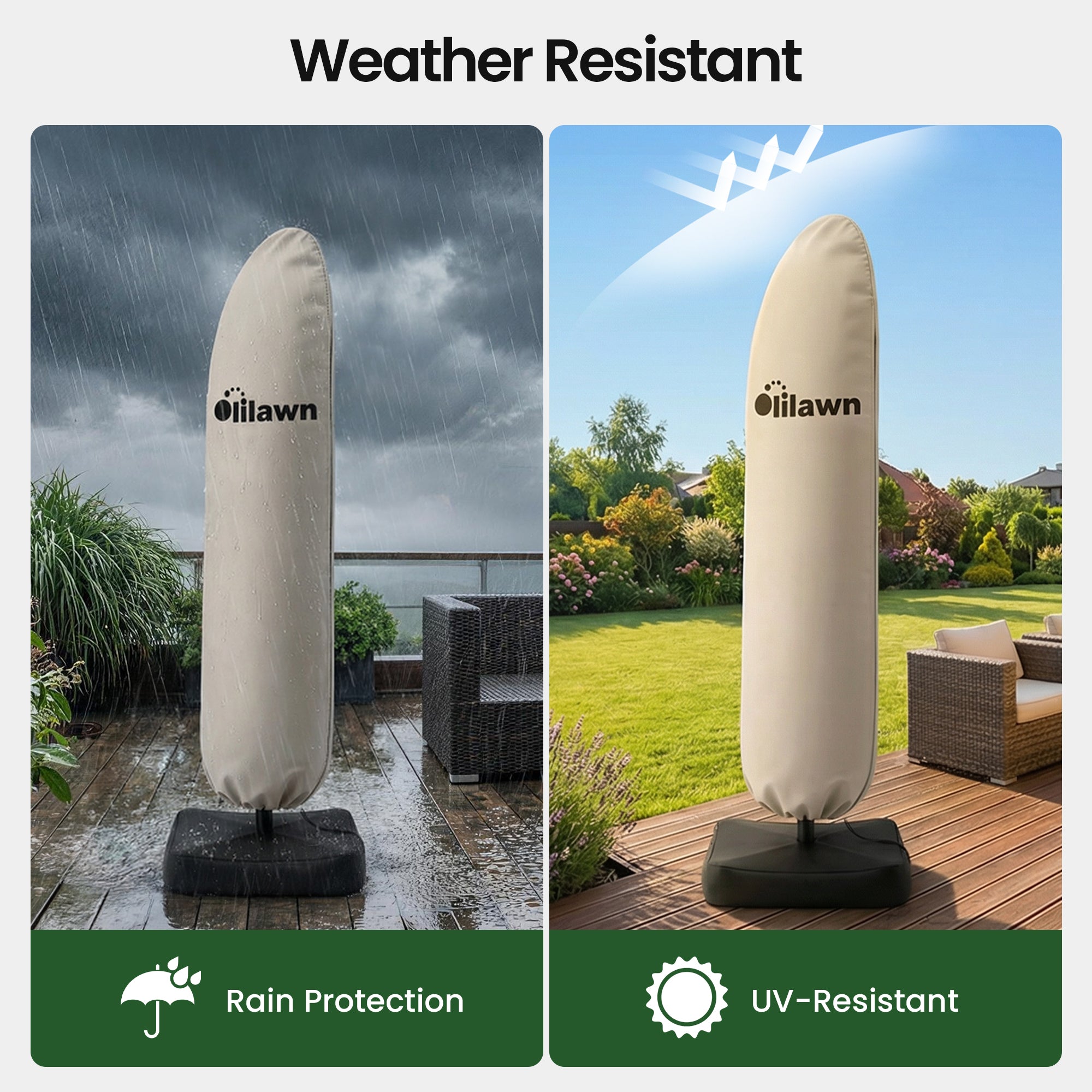 OLILAWN Offset Umbrella Covers for Outdoor Umbrellas 9-10ft, Beige OL-HT047