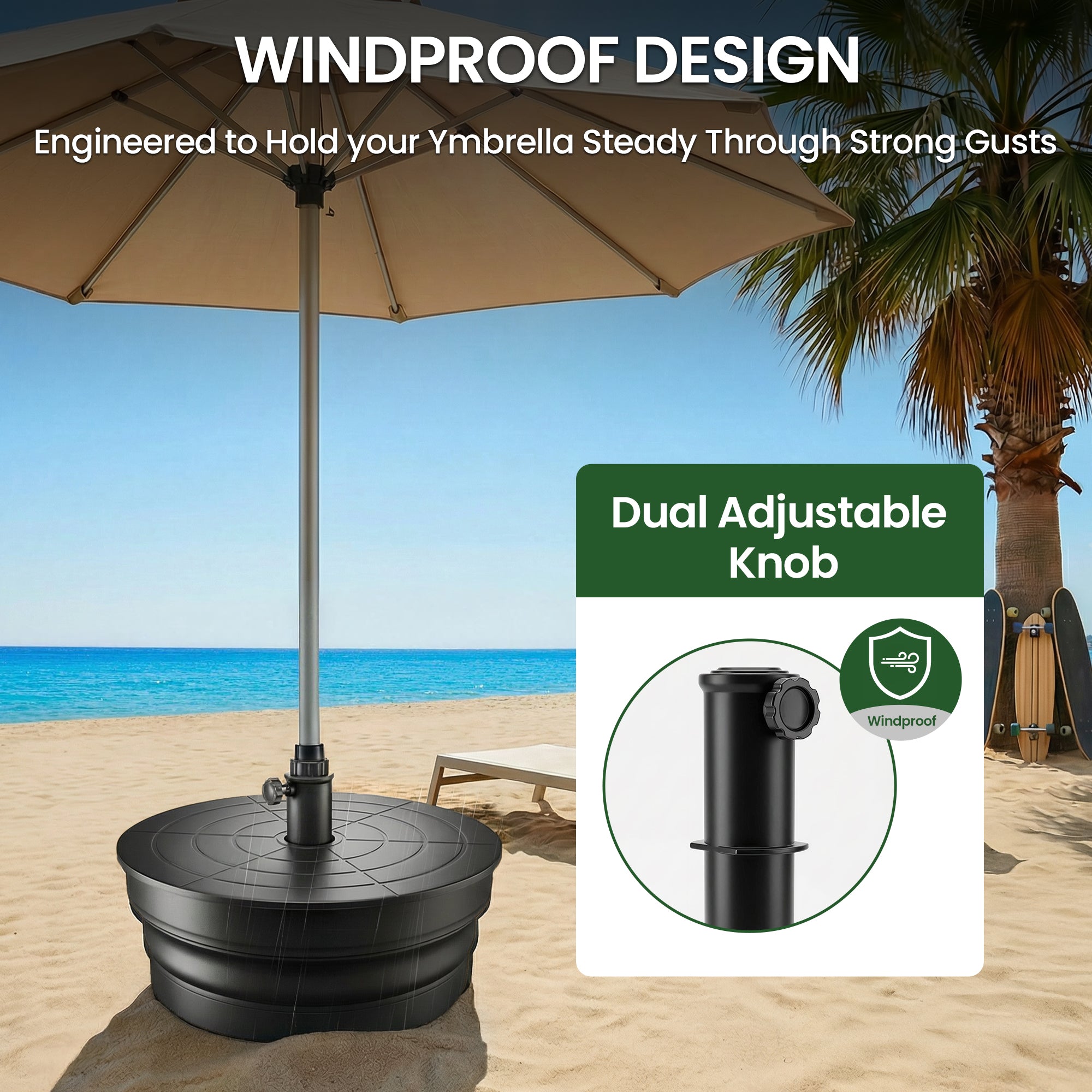 OLILAWN Heavy-Duty Patio Umbrella Base,110lb Capacity Fillable Planter Umbrella Stand Fits Up to 1.9" Pole-OL-HT043