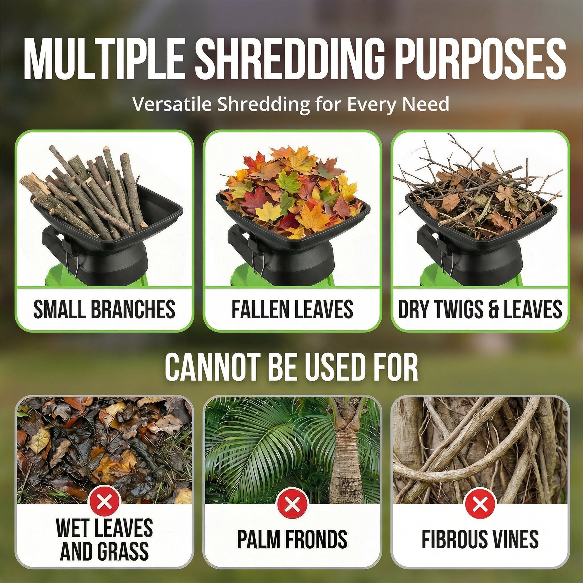 Wood Chipper, 15-Amp Electric Chipper Shredder for Branches up to 1.8 Inch, Mulcher with 50L Collection Bag, Anti-Jam Yard Waste Shredder with Wheels