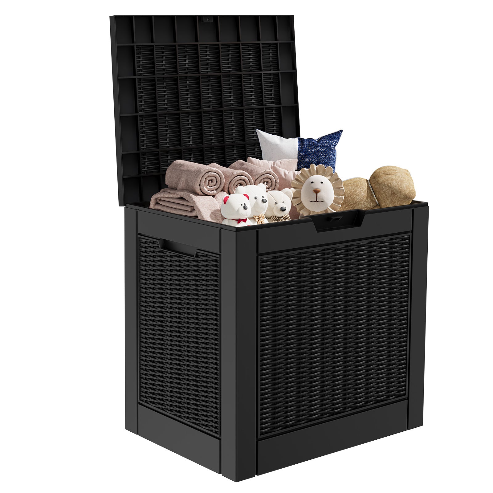31 Gallon Rattan Resin Deck Box – Stylish Lockable Outdoor Storage for Small Patios & Garden Essentials