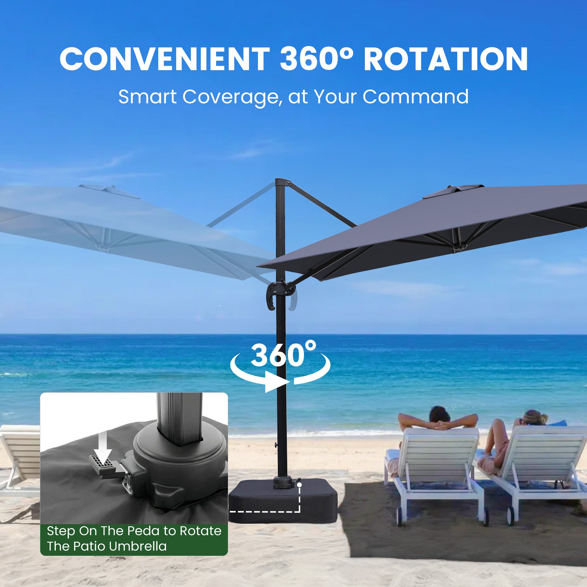 Olilawn 9' X 11.5' Patio Umbrella with Base Included, Graphite-ol-ht040