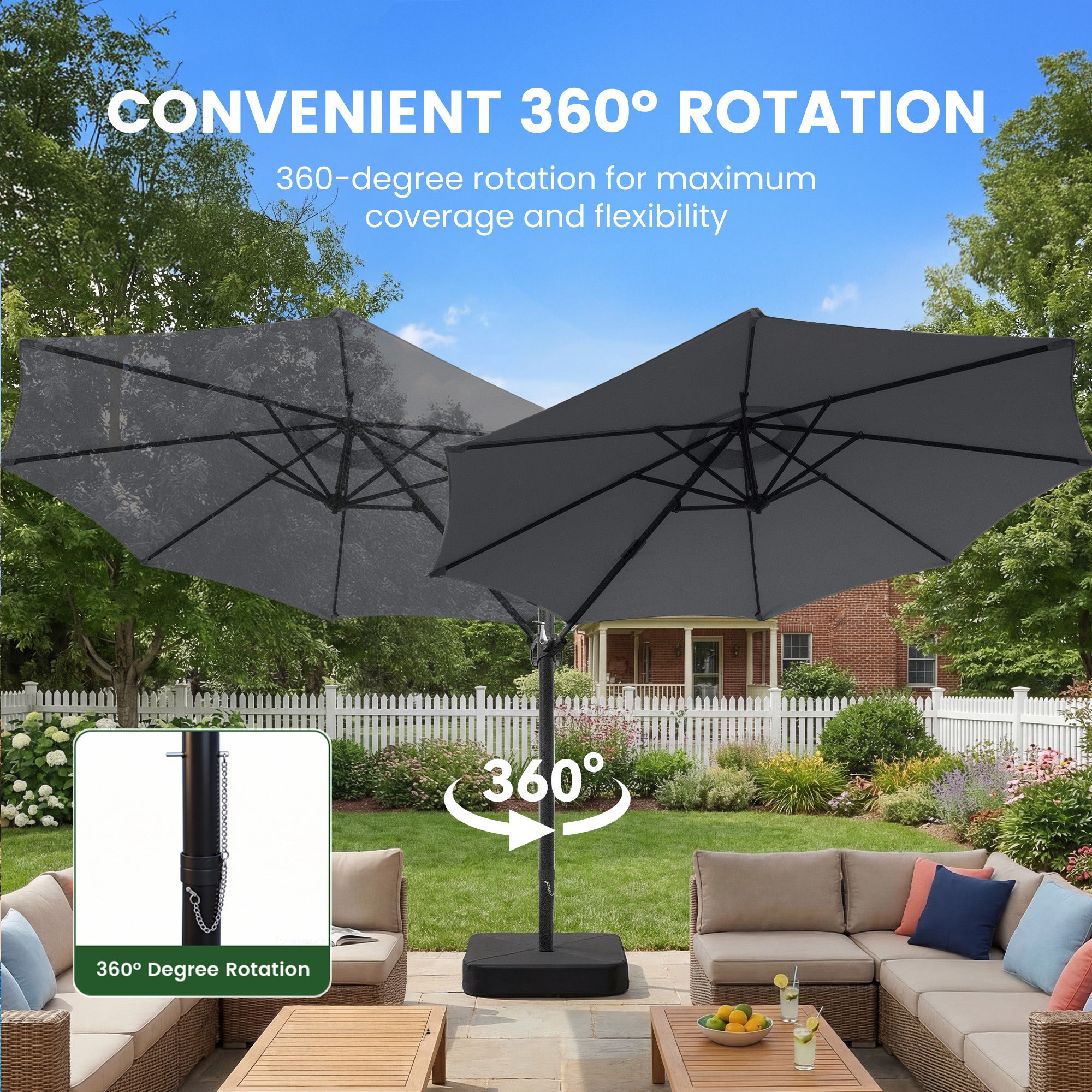 OLILAWN 10FT Outdoor Patio Umbrella with Base Included, Tan Gray