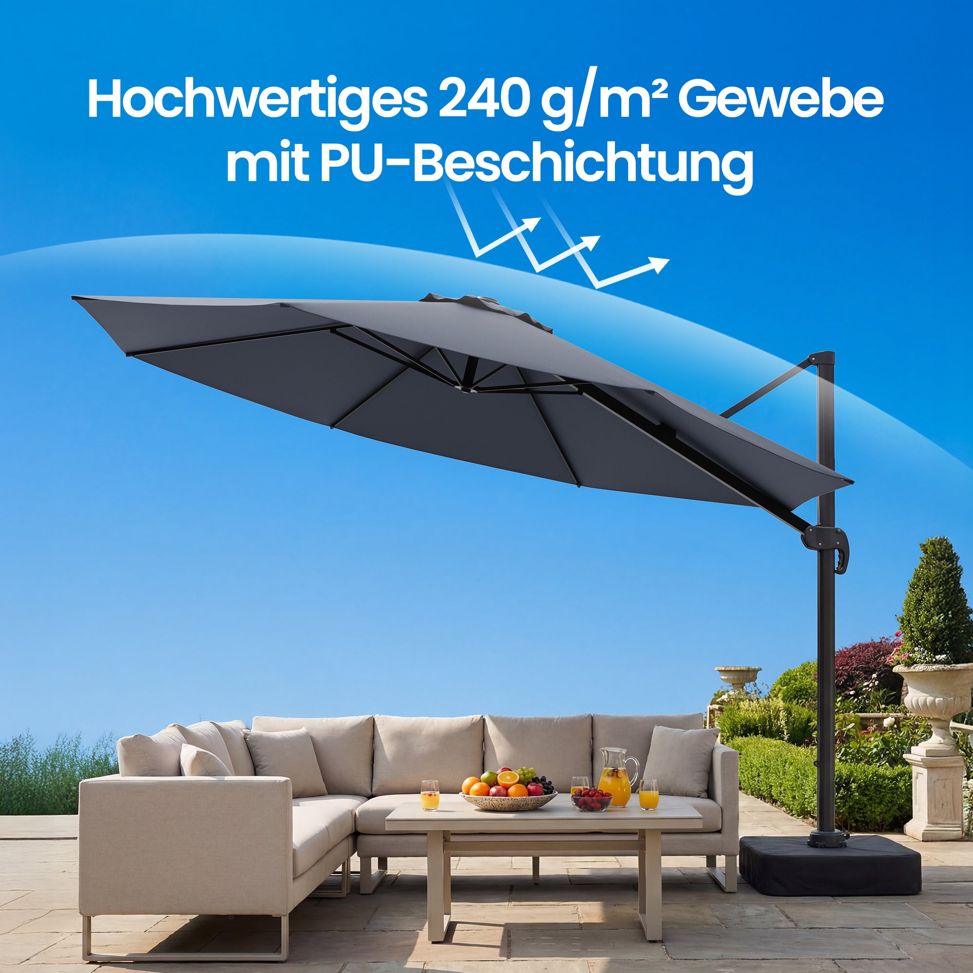10ft Patio Umbrella with Base Included, Rectangular Aluminum Umbrella with 360-degree Rotation, OL-HT045