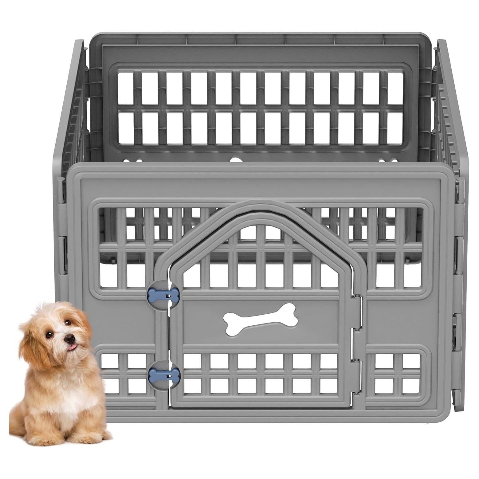 4/6-Panel Heavy Duty Dog Playpen with Lockable Door – Indoor & Outdoor Pet Fence for Camping, Yard & Travel