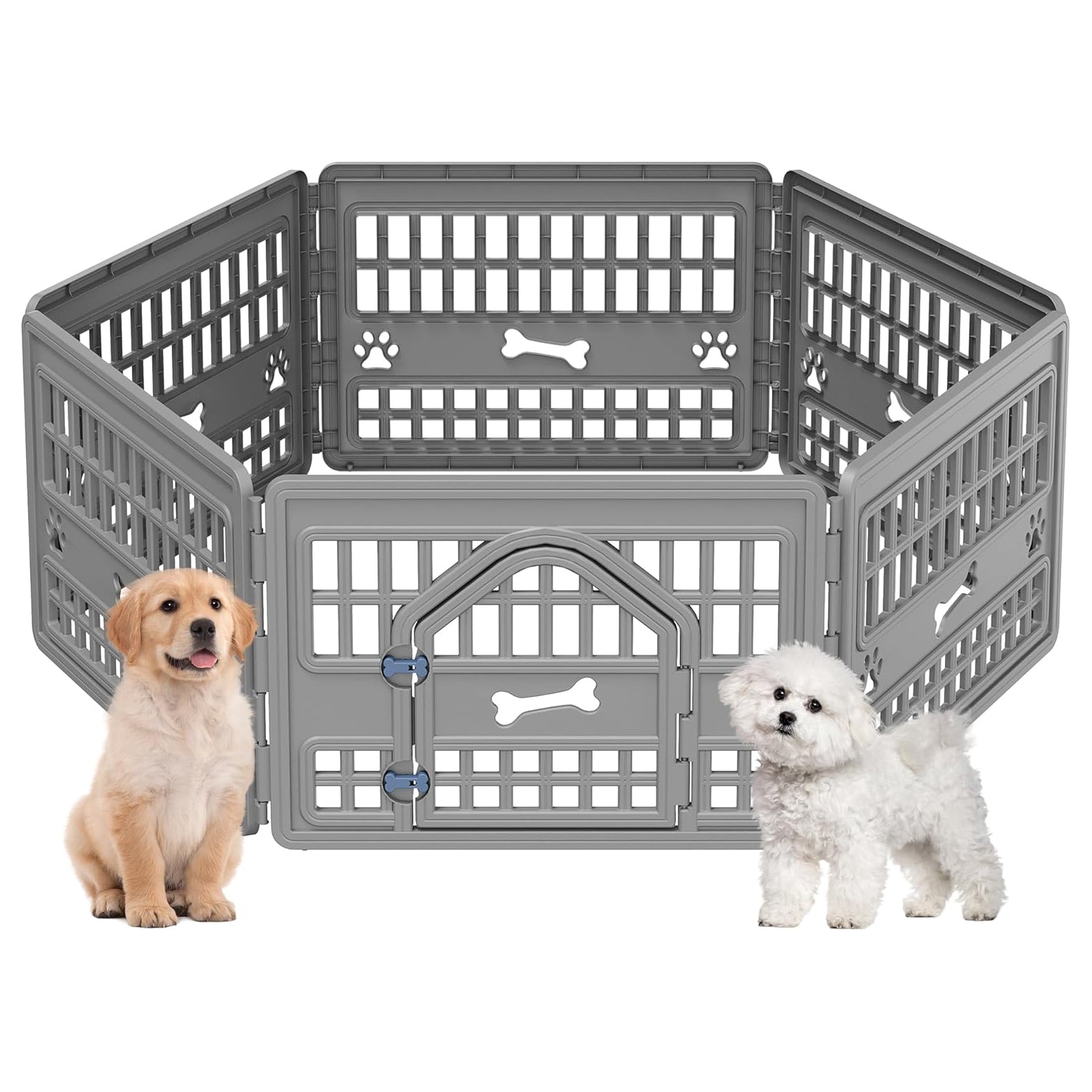 4/6-Panel Heavy Duty Dog Playpen with Lockable Door – Indoor & Outdoor Pet Fence for Camping, Yard & Travel