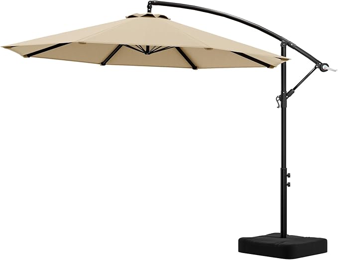 OLILAWN Sonnenschirm mit Ständer, 300 cm Ampelschirm mit Kurbel, OL-HT032