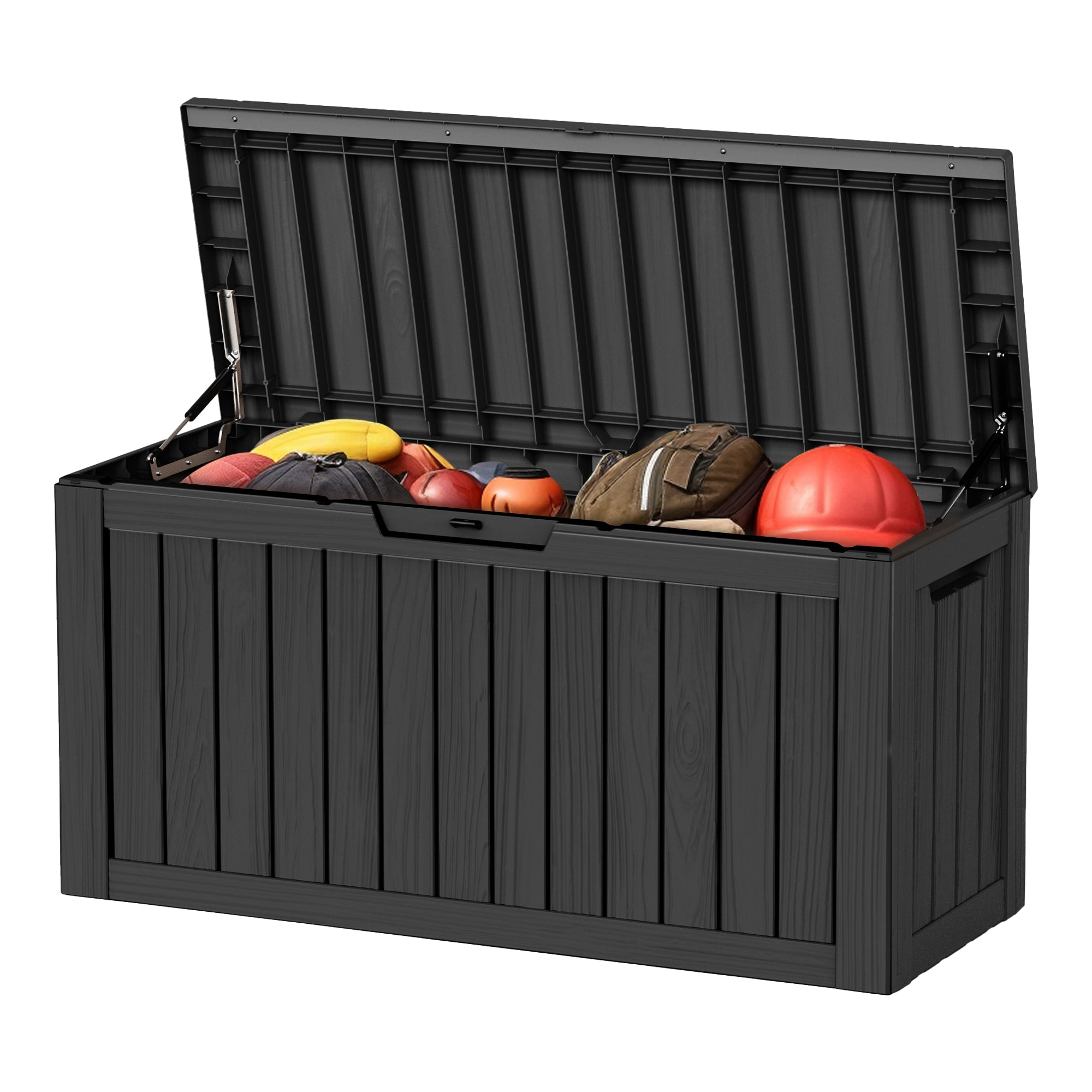 80 Gallon Resin Outdoor Deck Box, Lockable Storage for Patio Cushions, Pool Toys & Garden Tools, Weatherproof & UV-Resistant with Seating Design