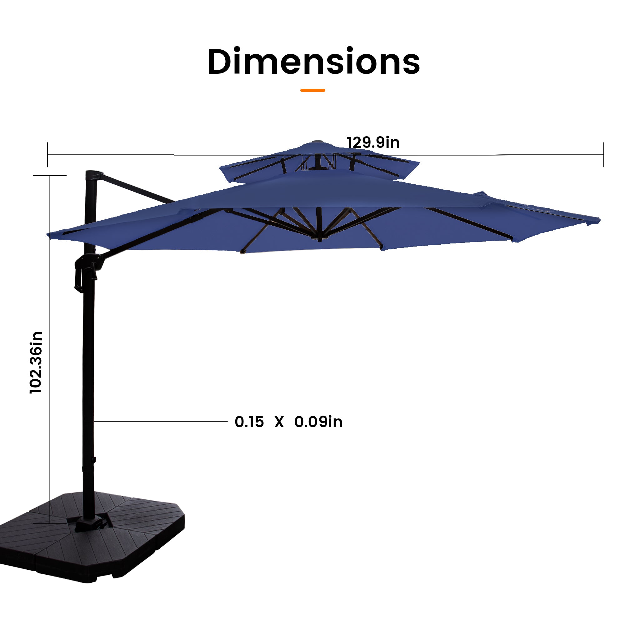 Olilawn 11ft Patio Umbrella Outdoor Round Umbrella with Double Top