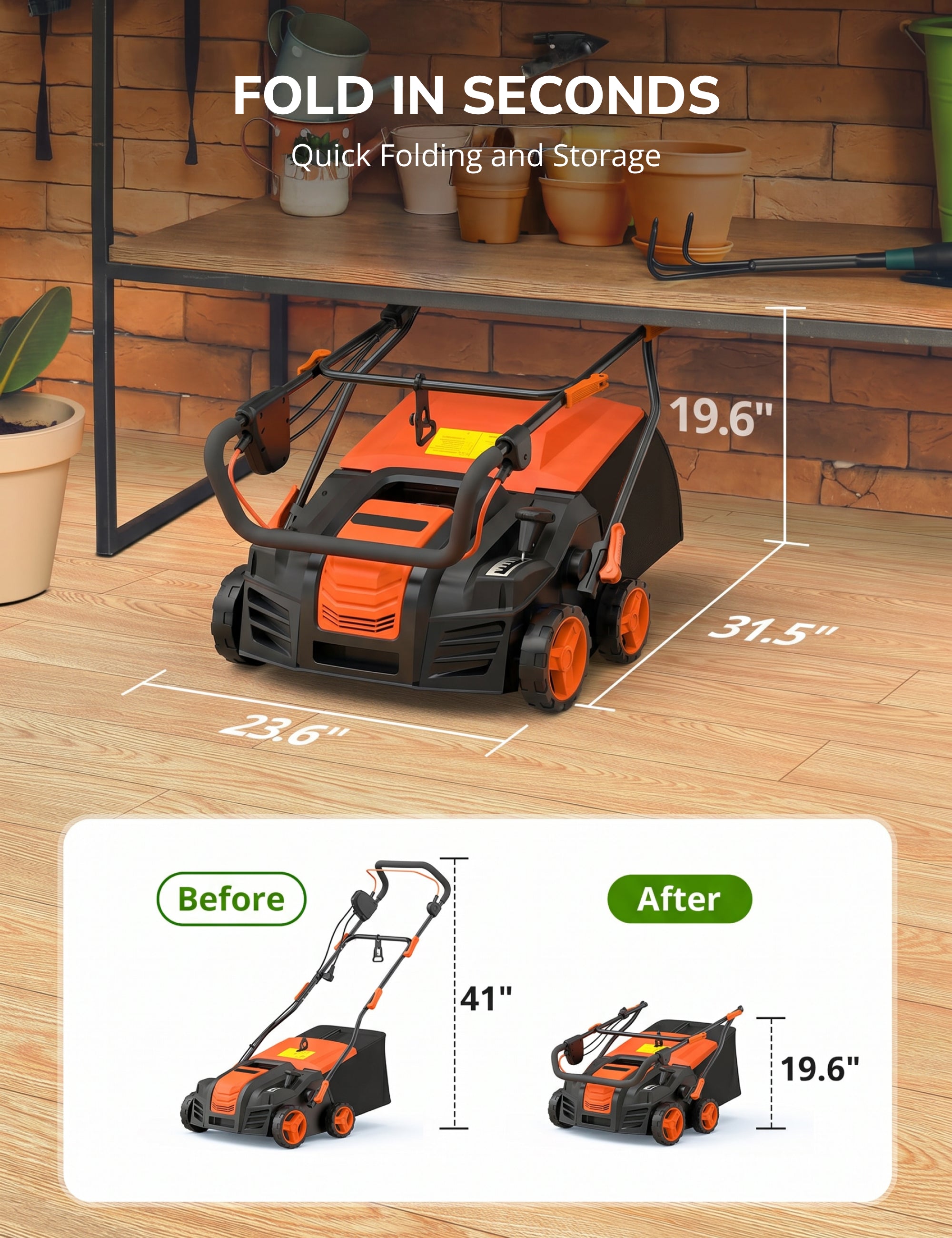 OLILAWN Artificial Turf Sweeper, 16 Inch Power Broom for Artificial Grass, 2000W Turf Vacuum with 55L Collection Bag, Amber