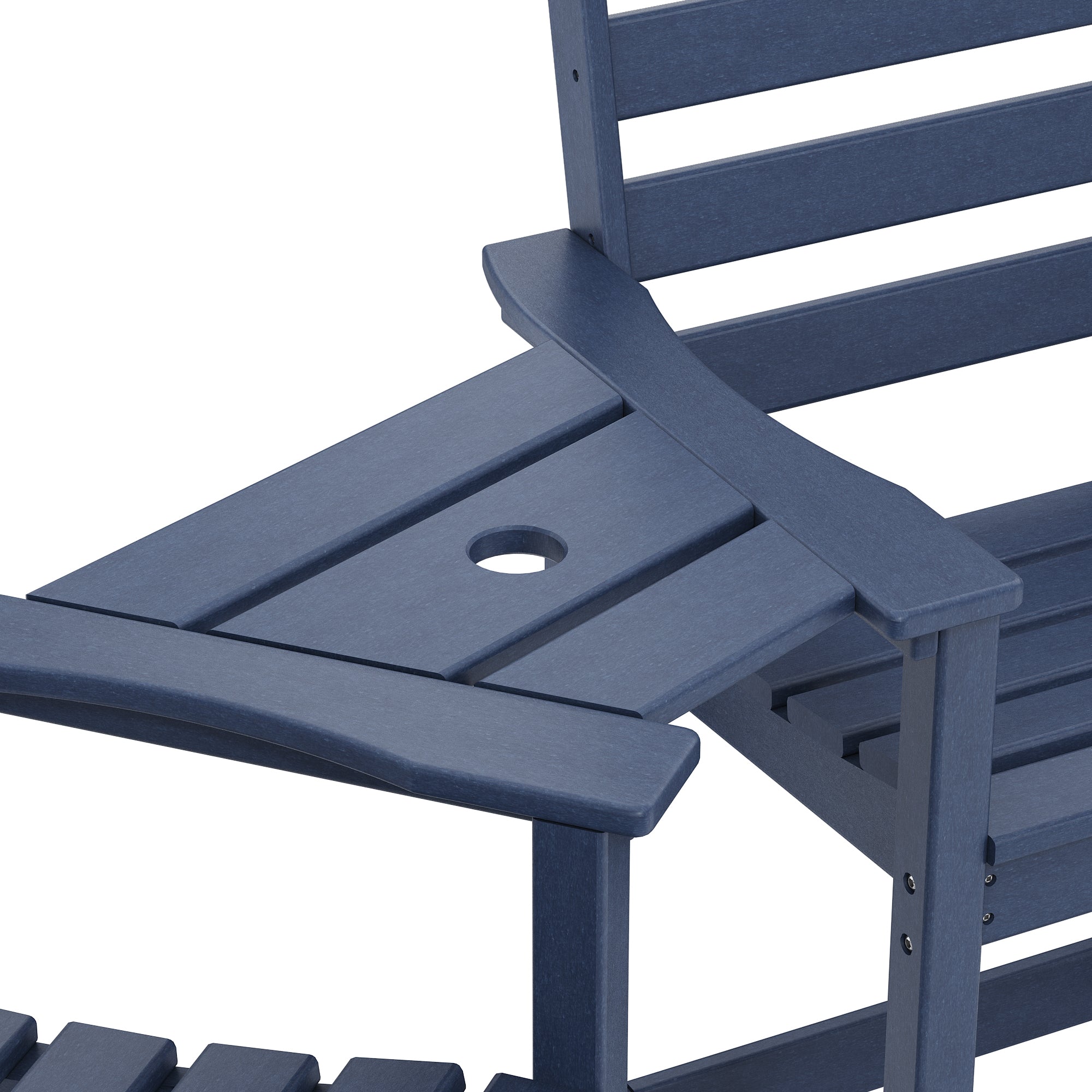 OLILAWN Tall Adirondack Chair Set of 2, Weather-Resistant HDPE Hight Back Adirondack Chairs with Double-Sided Connecting Tray, Outdoor Chairs for Balcony, Deck, Backyard, Patio, Garden, Blue