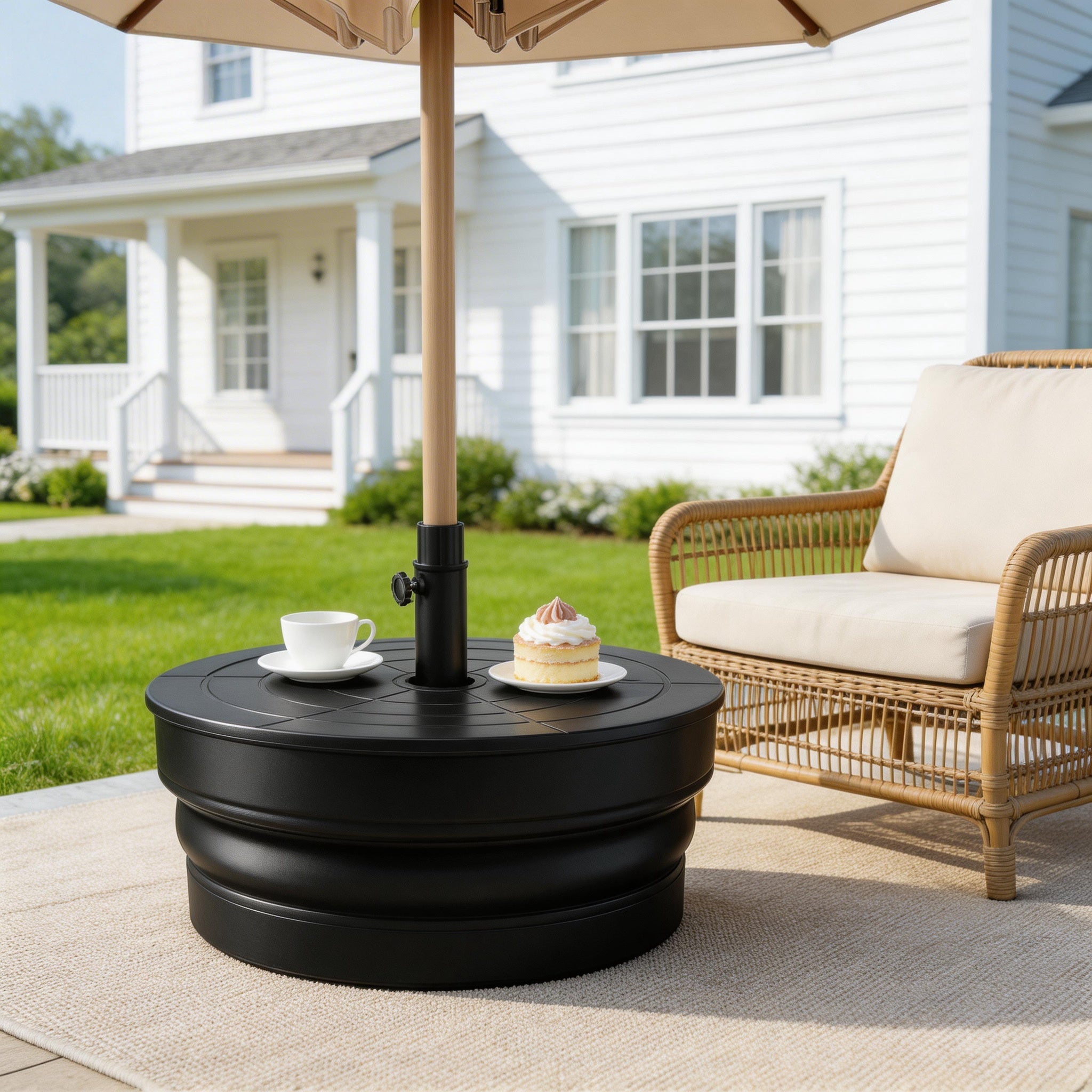 OLILAWN Heavy-Duty Patio Umbrella Base,110lb Capacity Fillable Planter Umbrella Stand Fits Up to 1.9" Pole-OL-HT043