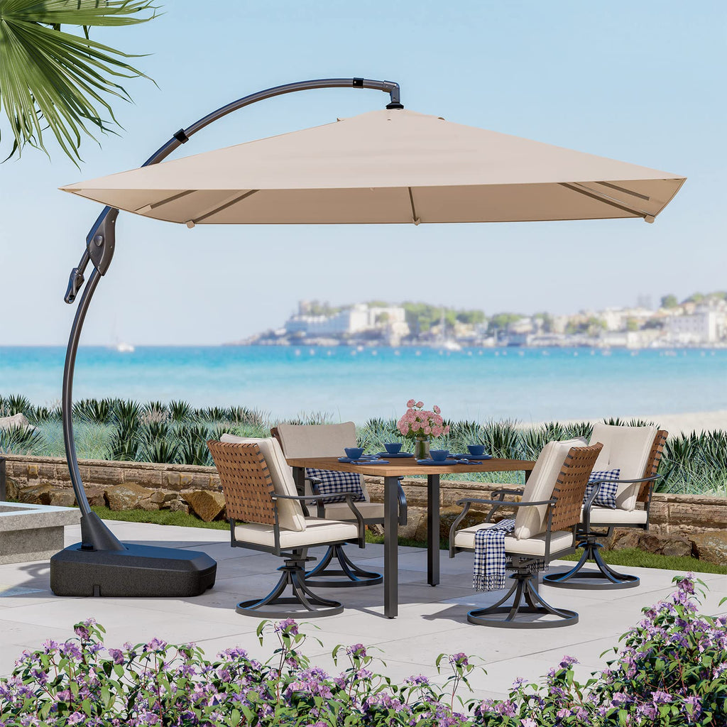 10x10 Ft Outdoor Large Patio Aluminum Cantilever Umbrella 10x10 Ft Outdoor Large Patio Aluminum Cantilever Umbrella