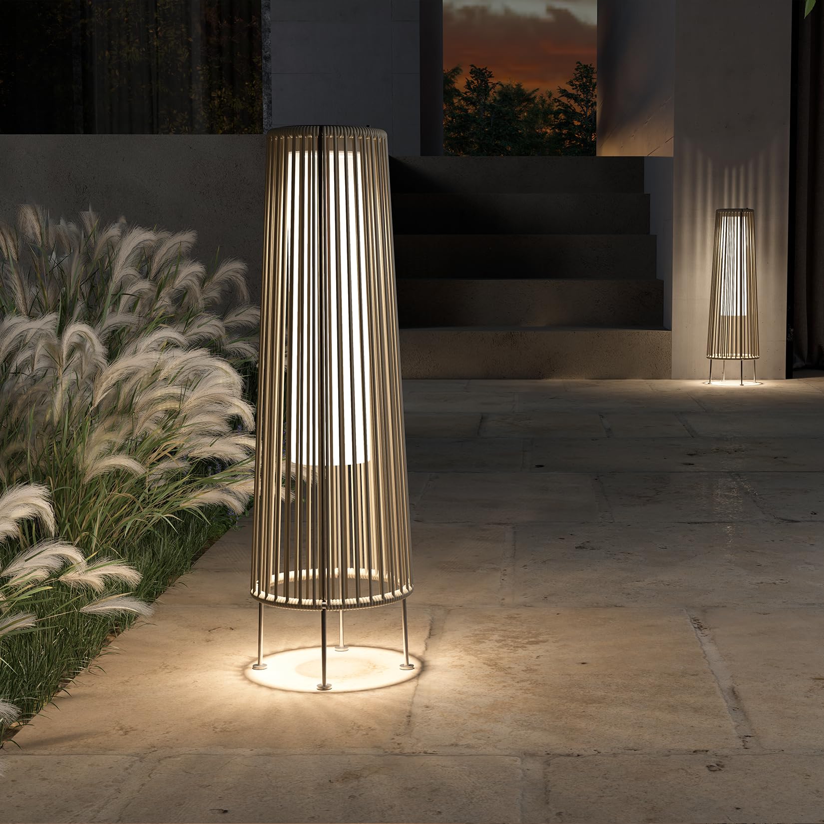 Waterproof Wicker Rattan Outdoor Solar Floor Lamp-Gordes