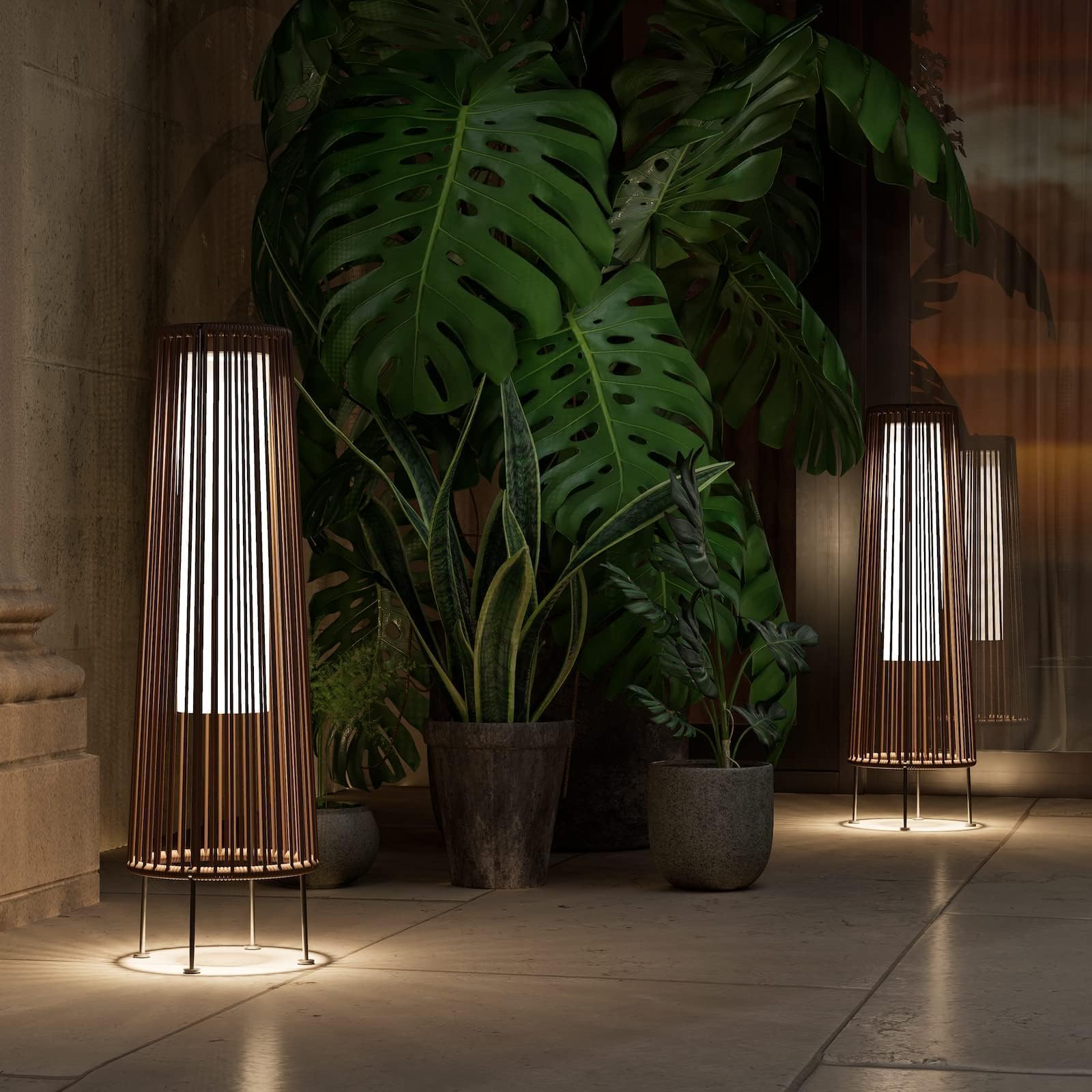 Waterproof Wicker Rattan Outdoor Solar Floor Lamp-Gordes