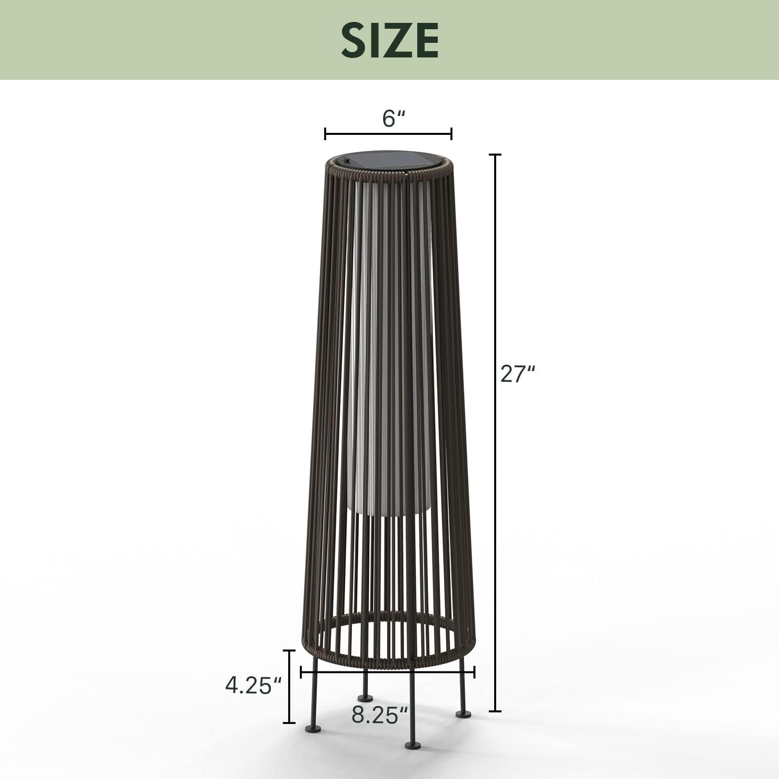 Waterproof Wicker Rattan Outdoor Solar Floor Lamp-Gordes