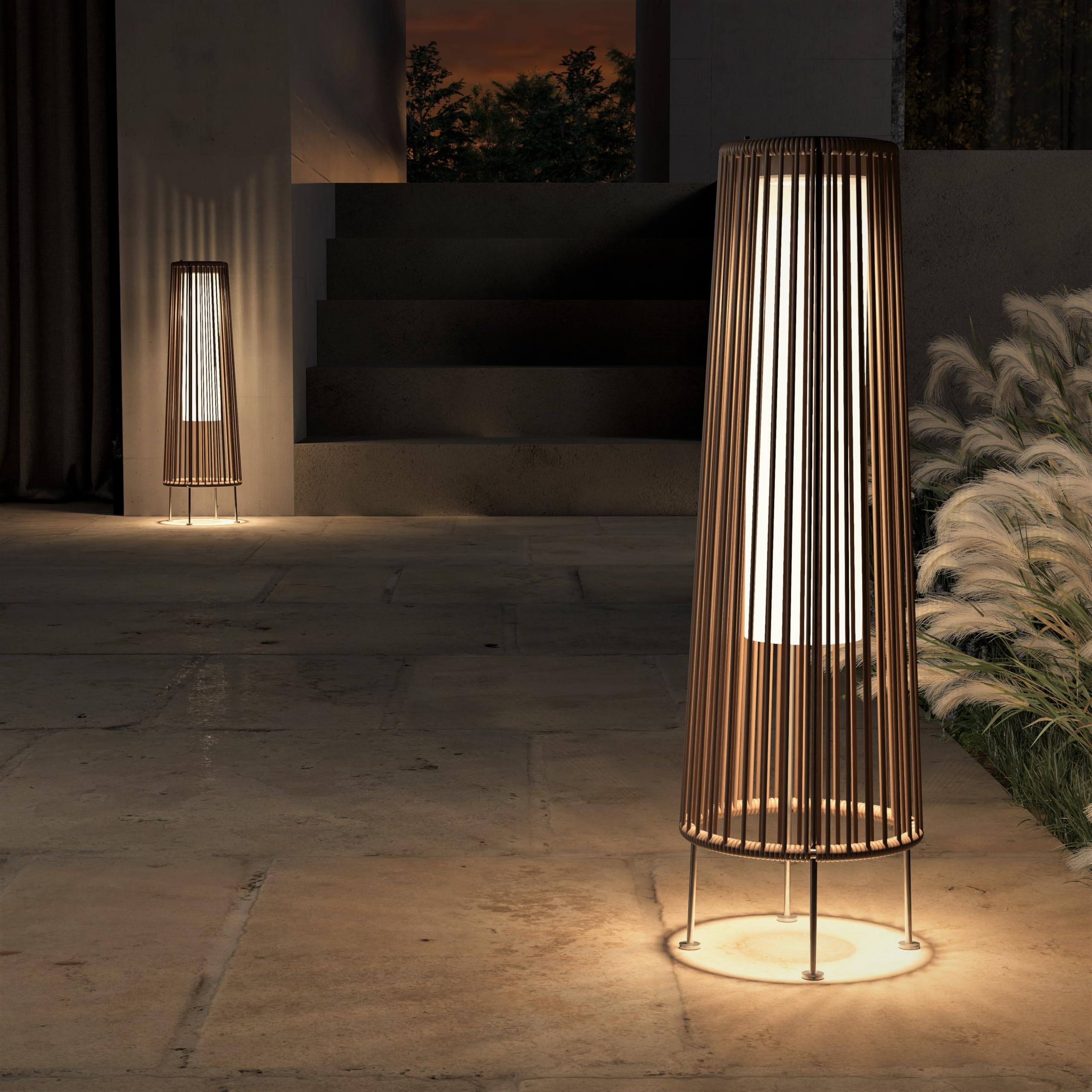 Waterproof Wicker Rattan Outdoor Solar Floor Lamp-Gordes