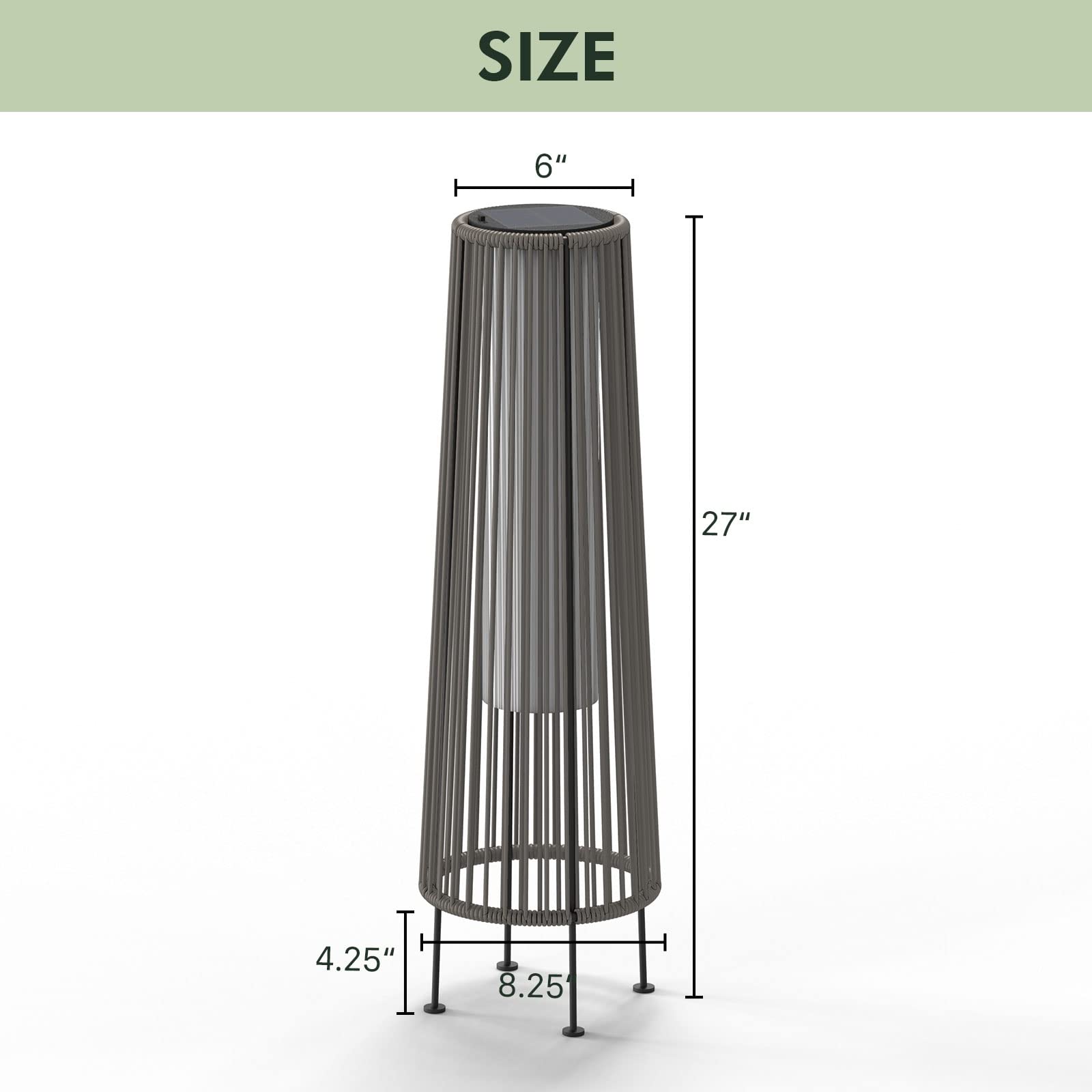 Waterproof Wicker Rattan Outdoor Solar Floor Lamp-Gordes