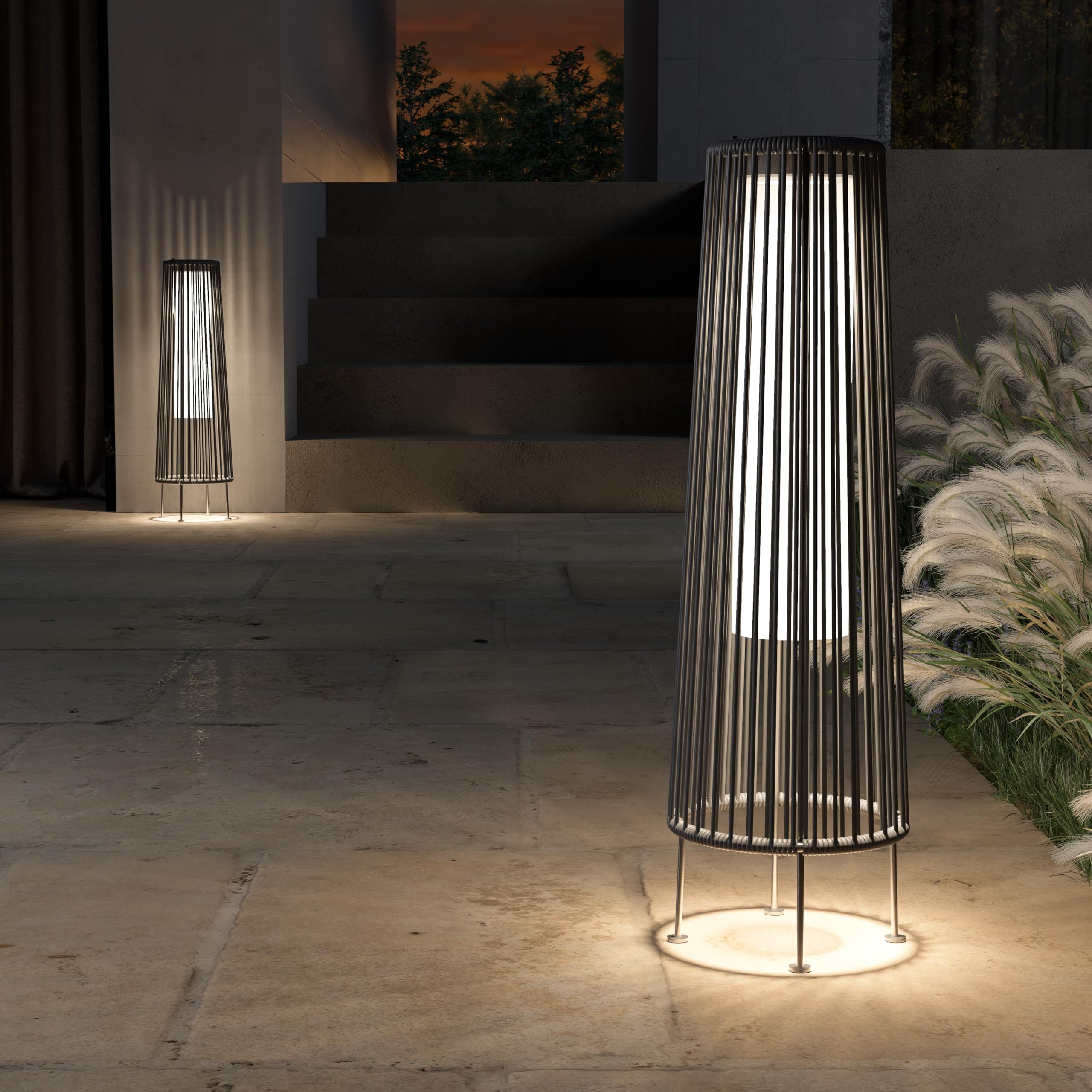 Waterproof Wicker Rattan Outdoor Solar Floor Lamp-Gordes