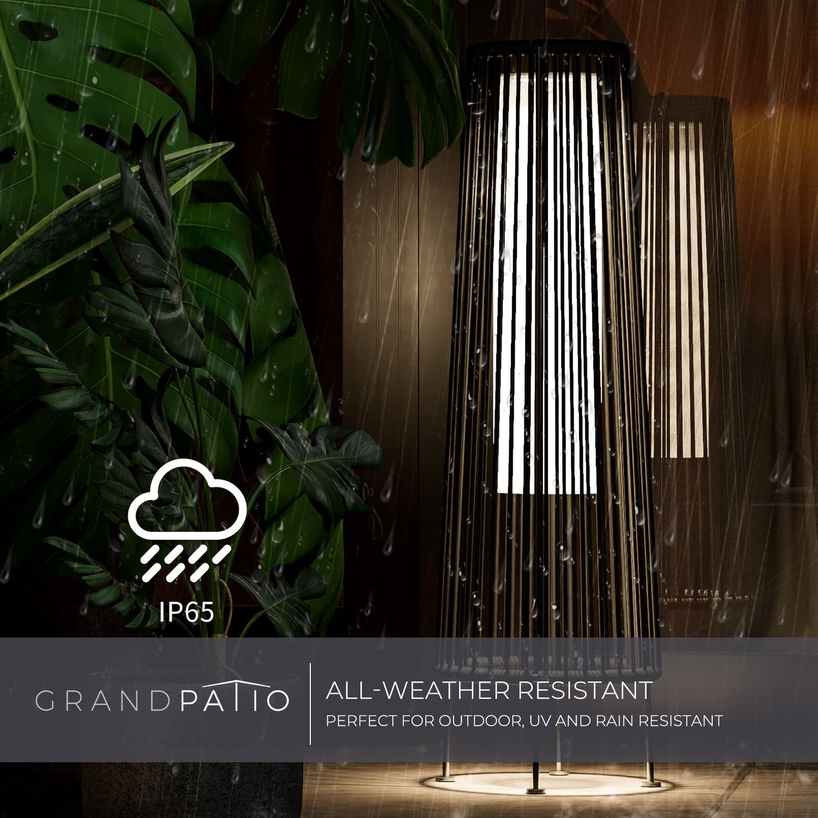 Waterproof Wicker Rattan Outdoor Solar Floor Lamp-Gordes